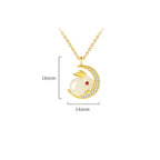 Fortune Jewel 925 Sterling Silver Hetian White Jade Rabbit Crescent Moon Luck Necklace Pendant