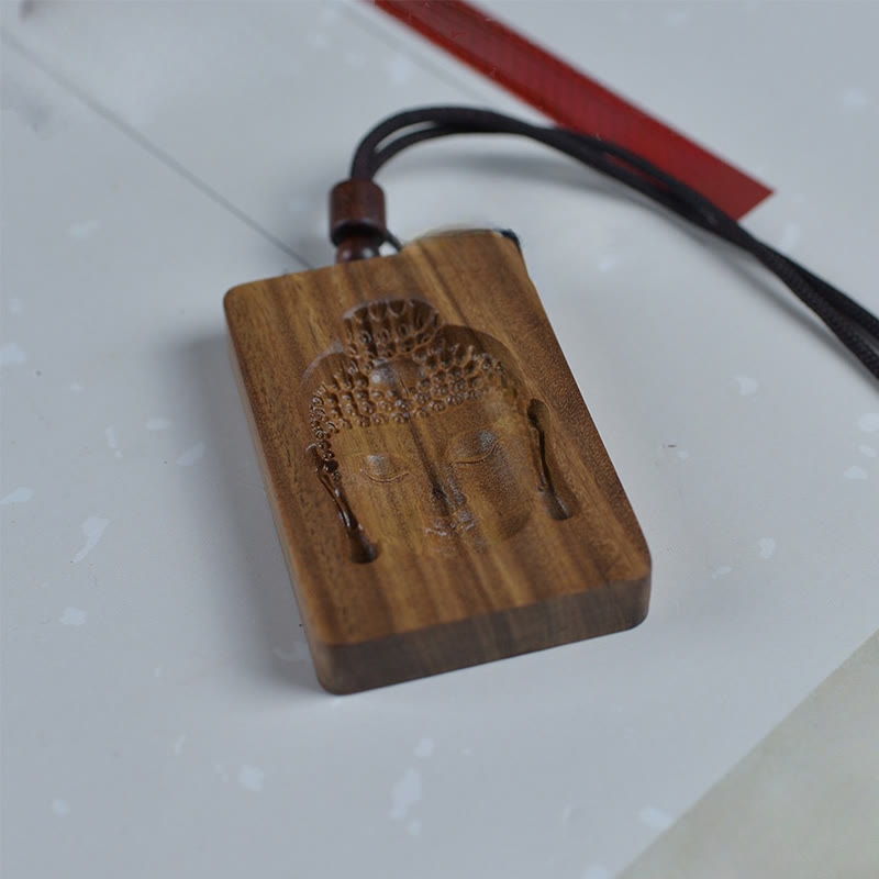 Fortune Jewel Green Sandalwood Buddha Symbol Positive Necklace Pendant Fortune Jewel