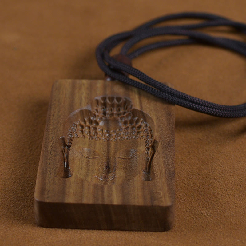 Fortune Jewel Green Sandalwood Buddha Symbol Positive Necklace Pendant Fortune Jewel