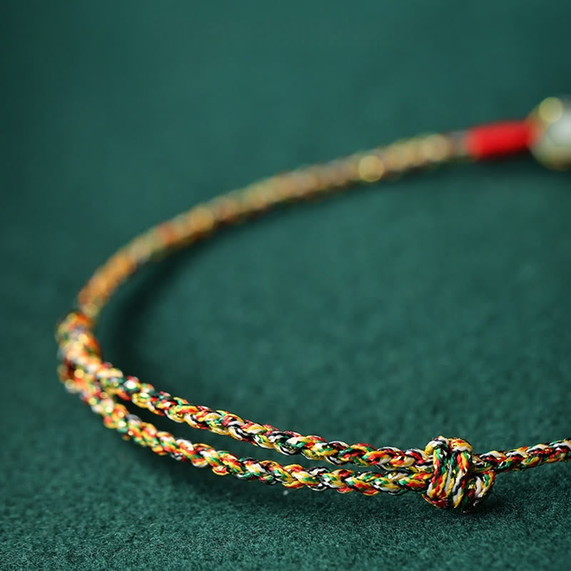 Fortune Jewel Handmade Peace Buckle Jade Prosperity Colorful Rope Bracelet