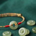 Fortune Jewel Handmade Peace Buckle Jade Prosperity Colorful Rope Bracelet