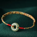 Fortune Jewel Handmade Peace Buckle Jade Prosperity Colorful Rope Bracelet