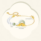 Fortune Jewel 999 Sterling Silver Natural Hetian Jade Peace Buckle Peach Blossom Luck Bracelet