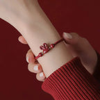 Fortune Jewel Handmade Cinnabar Chinese Zodiac Rabbit Luck Red Rope Bracelet