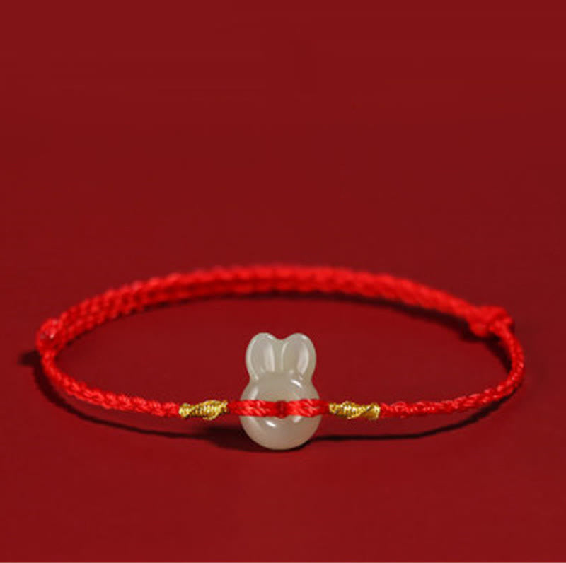 Fortune Jewel Hetian Jade Cute Rabbit String Luck Bracelet