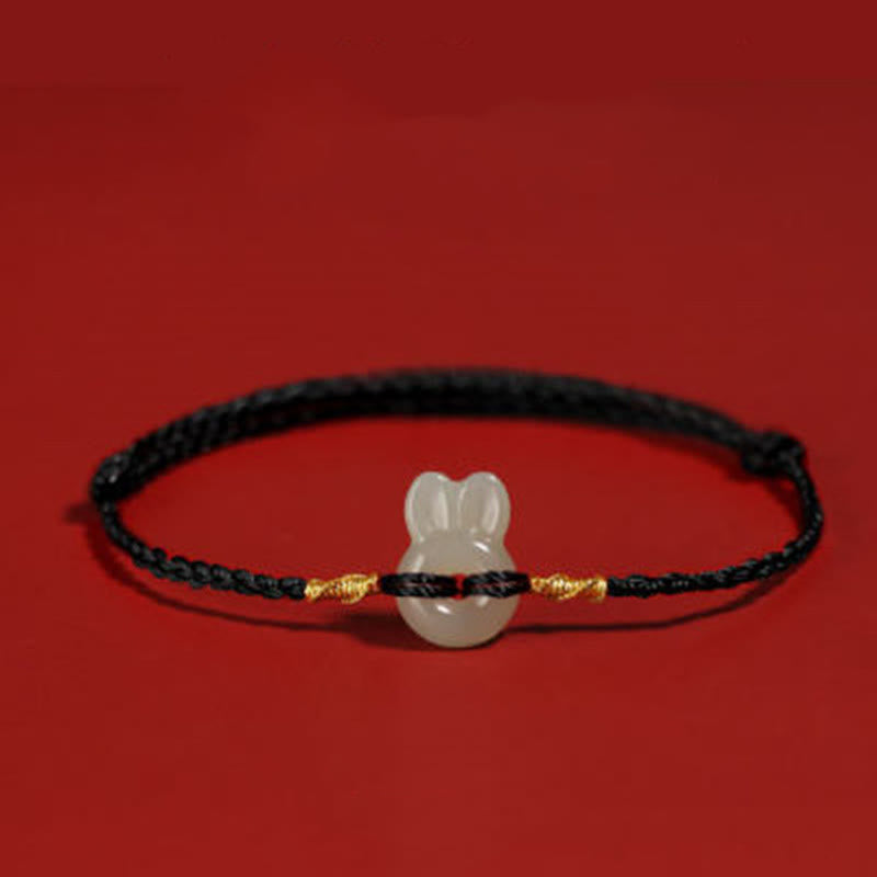 Fortune Jewel Hetian Jade Cute Rabbit String Luck Bracelet