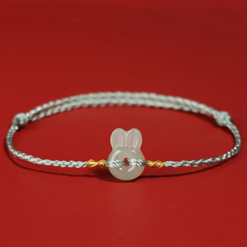Fortune Jewel Hetian Jade Cute Rabbit String Luck Bracelet