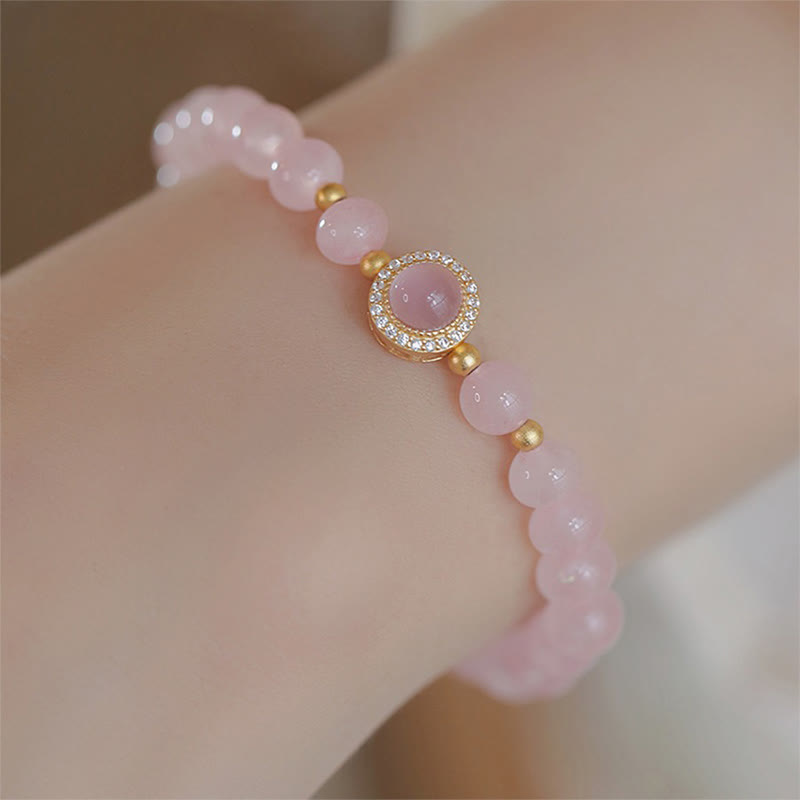 Fortune Jewel Pink Crystal Pearl Warmth Bracelet