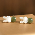 Fortune Jewel Tridacna Stone Cute Rabbit Hetian Jade Luck Earrings