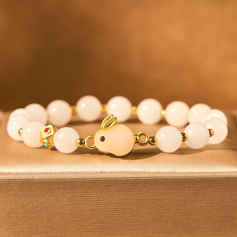 Fortune Jewel Golden Silk Jade Cute Rabbit Luck Bracelet