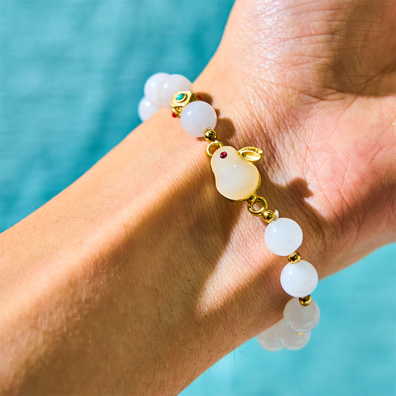 Fortune Jewel Golden Silk Jade Cute Rabbit Luck Bracelet