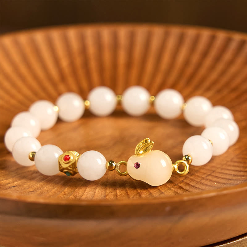 Fortune Jewel Golden Silk Jade Cute Rabbit Luck Bracelet