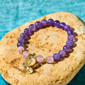 Fortune Jewel Natural Amethyst Strawberry Quartz Crystal Healing Butterfly Charm Bracelet