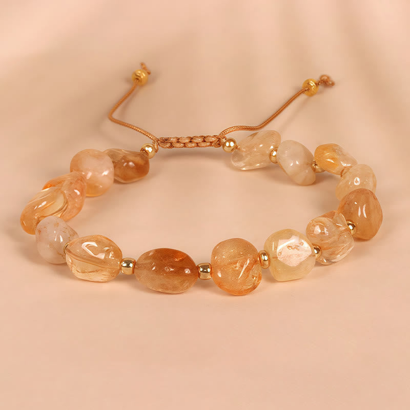 Fortune Jewel Irregular Shape Citrine Braid String Happiness Bracelet