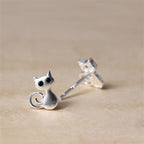 Fortune Jewel 925 Sterling Silver Posts Cute Cat Kitten Blessing Stud Earrings