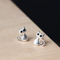 Fortune Jewel 925 Sterling Silver Posts Cute Cat Kitten Blessing Stud Earrings