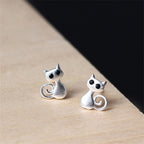 Fortune Jewel 925 Sterling Silver Posts Cute Cat Kitten Blessing Stud Earrings