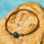 Fortune Jewel Natural Tahitian Black Pearl Bead Wax Rope Healing Bracelet