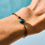 Fortune Jewel Natural Tahitian Black Pearl Bead Wax Rope Healing Bracelet