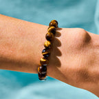Fortune Jewel Natural Black Tourmaline Tiger Eye Positive Bracelet