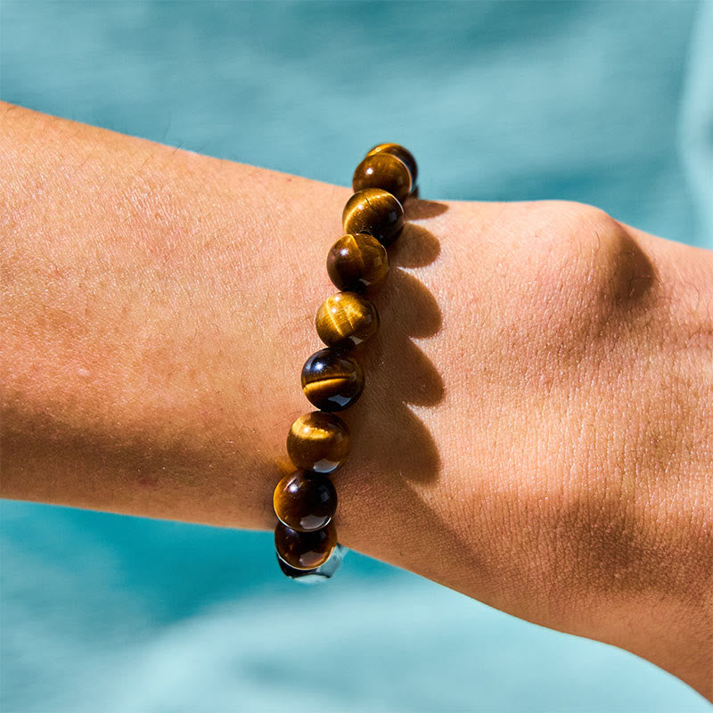Fortune Jewel Natural Black Tourmaline Tiger Eye Positive Bracelet