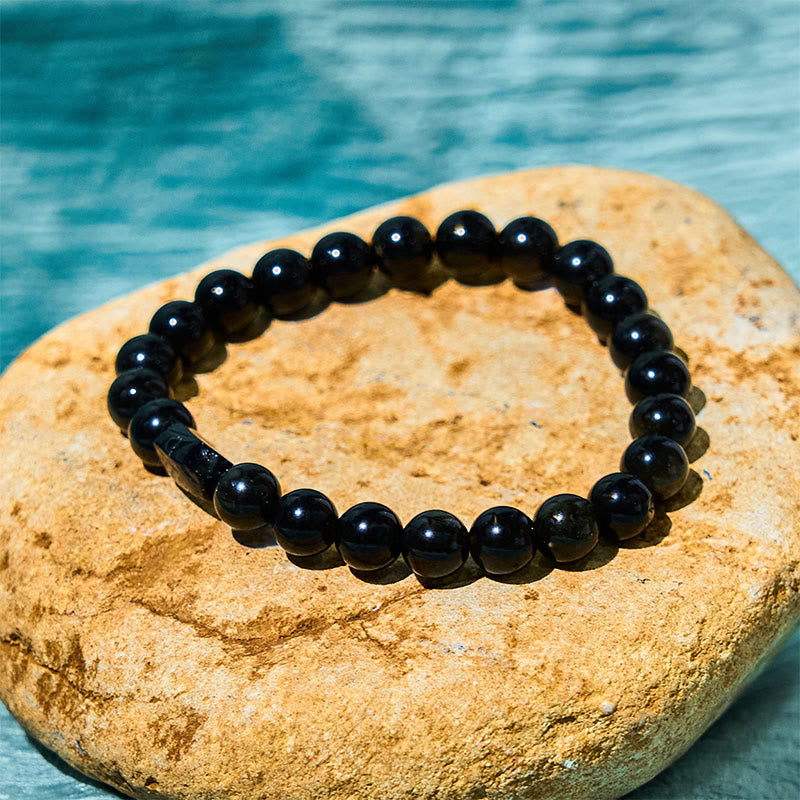 Fortune Jewel Gold Sheen Obsidian Black Tourmaline Wealth Bracelet