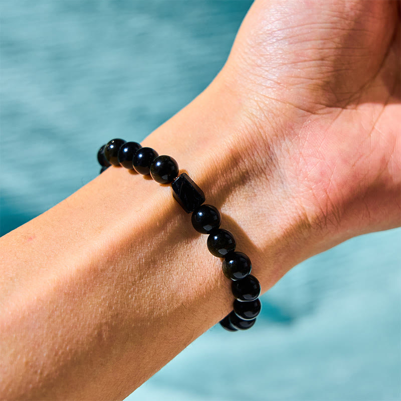 Fortune Jewel Gold Sheen Obsidian Black Tourmaline Wealth Bracelet