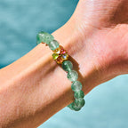 Fortune Jewel Natural Green Strawberry Quartz Soothing Fu Character Bracelet