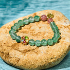 Fortune Jewel Natural Green Strawberry Quartz Soothing Fu Character Bracelet