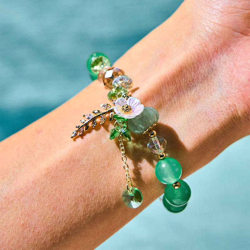 Fortune Jewel Blue Crystal Amethyst Sun Stone Green Aventurine Healing Bracelet
