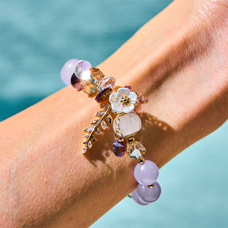 Fortune Jewel Blue Crystal Amethyst Sun Stone Green Aventurine Healing Bracelet