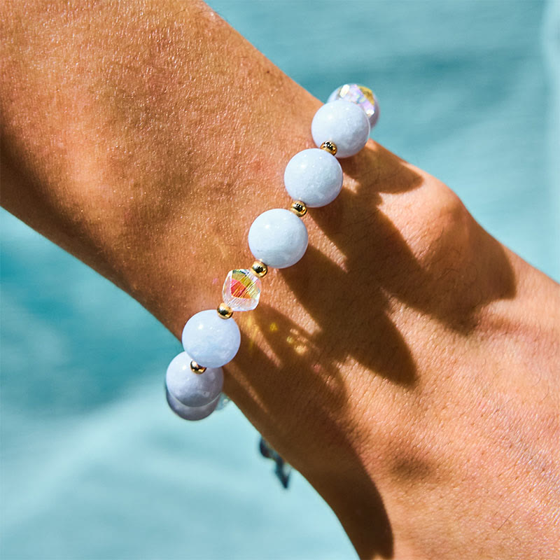 Fortune Jewel Blue Crystal Amethyst Sun Stone Green Aventurine Healing Bracelet