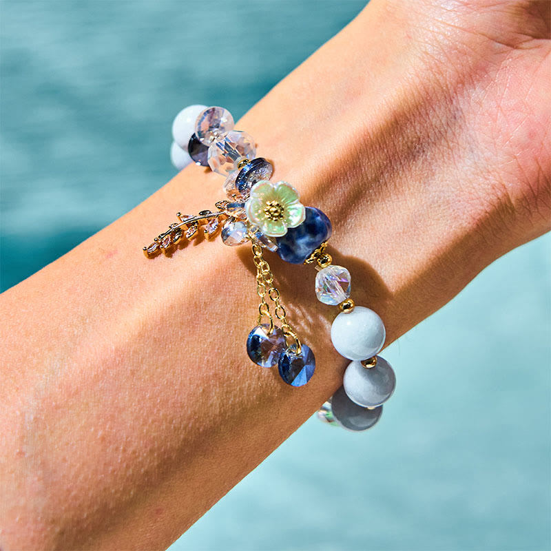 Fortune Jewel Blue Crystal Amethyst Sun Stone Green Aventurine Healing Bracelet