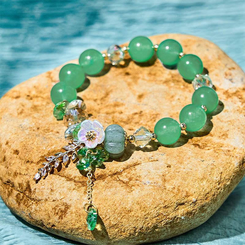 Fortune Jewel Blue Crystal Amethyst Sun Stone Green Aventurine Healing Bracelet