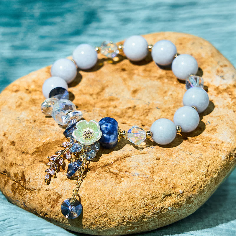 Fortune Jewel Blue Crystal Amethyst Sun Stone Green Aventurine Healing Bracelet