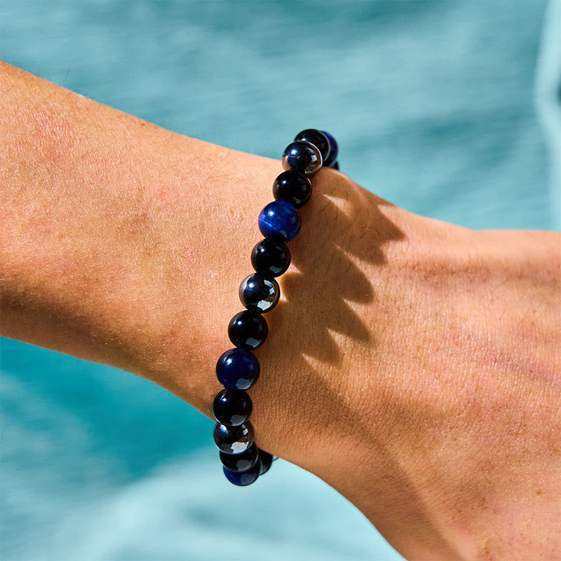 Fortune Jewel Natural Tiger's Eye Obsidian Hematite Positive Powerful Bracelet