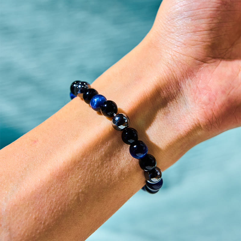 Fortune Jewel Natural Tiger's Eye Obsidian Hematite Positive Powerful Bracelet