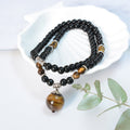 Fortune Jewel Black Obsidian Tiger Eye Strengthen Necklace Pendant