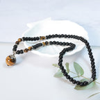 Fortune Jewel Black Obsidian Tiger Eye Strengthen Necklace Pendant