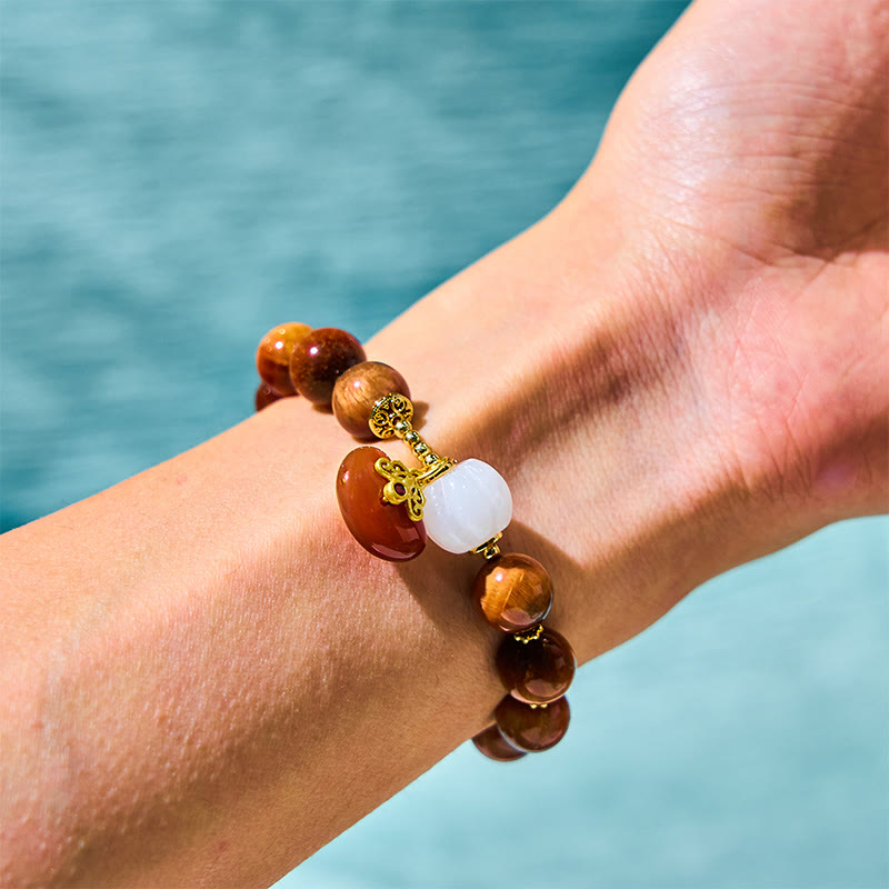 Fortune Jewel Natural Red Tiger Eye Pumpkin Calm Bracelet
