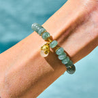 Fortune Jewel Strawberry Quartz Cyan Jade Lucky Cat Beads Healing Bracelet