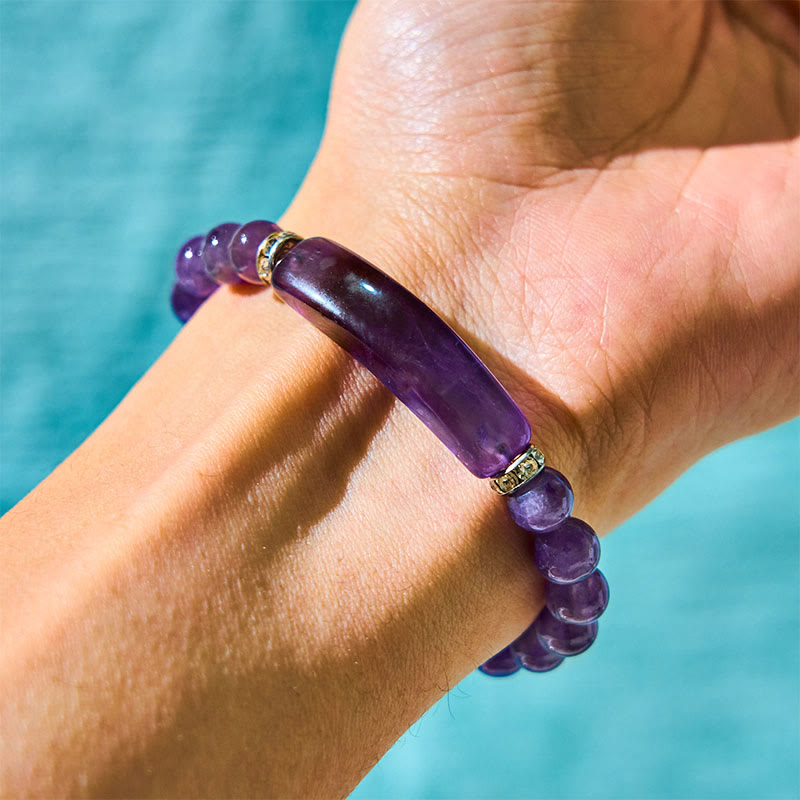 Fortune Jewel Natural Quartz Love Heart Healing Beads Bracelet