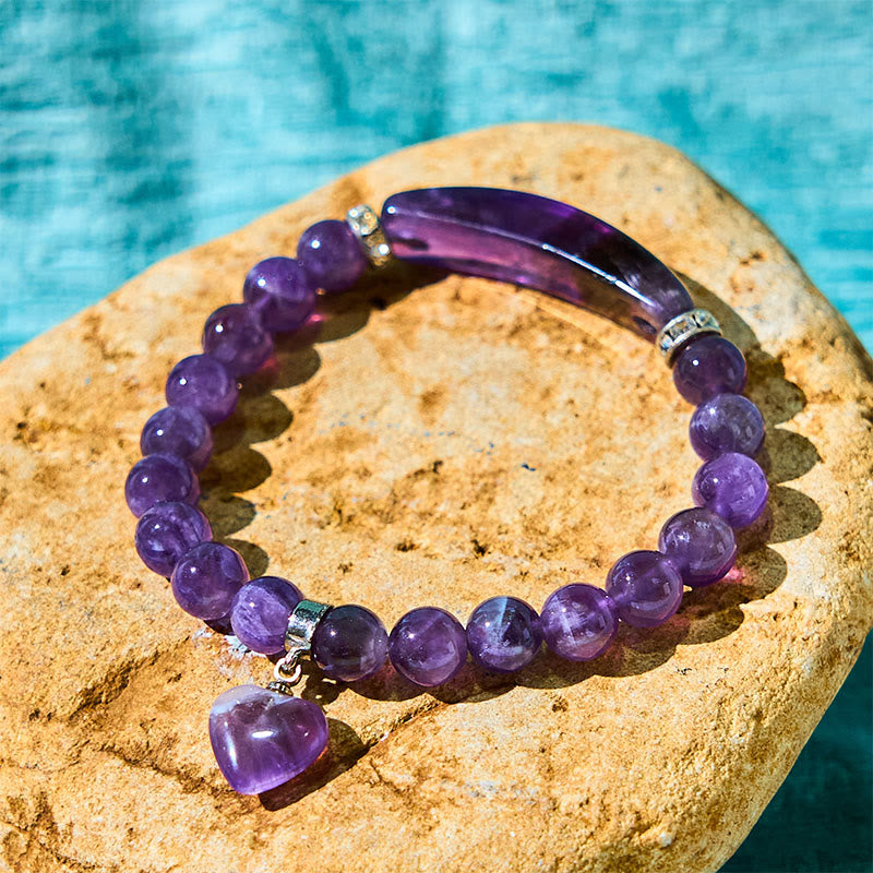 Fortune Jewel Natural Quartz Love Heart Healing Beads Bracelet