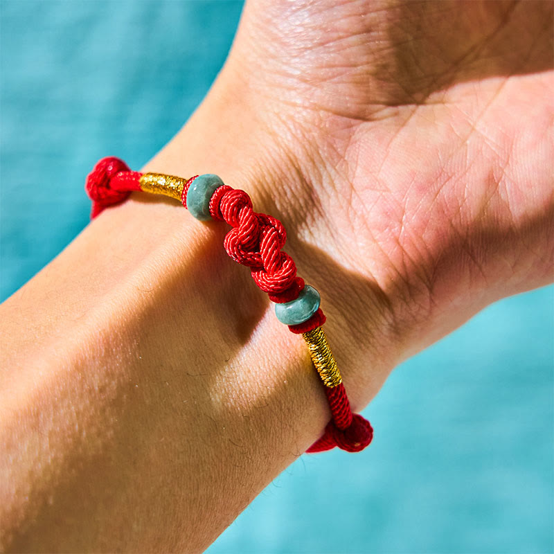 Fortune Jewel Red String Jade Luck Fortune Knot Braided Couple Bracelet