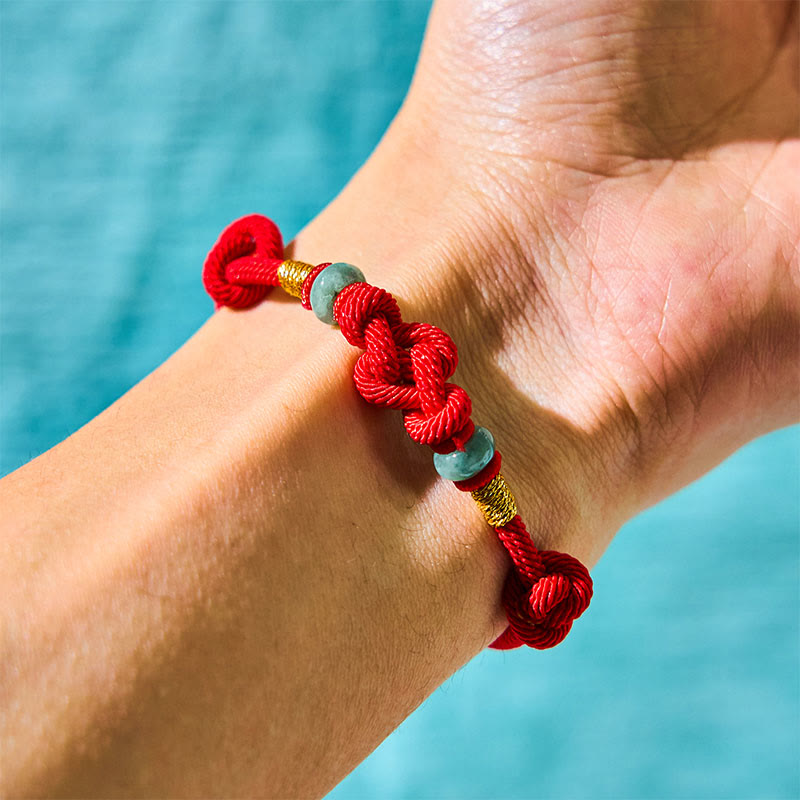 Fortune Jewel Red String Jade Luck Fortune Knot Braided Couple Bracelet