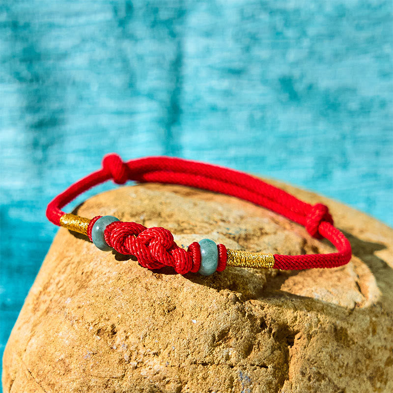 Fortune Jewel Red String Jade Luck Fortune Knot Braided Couple Bracelet