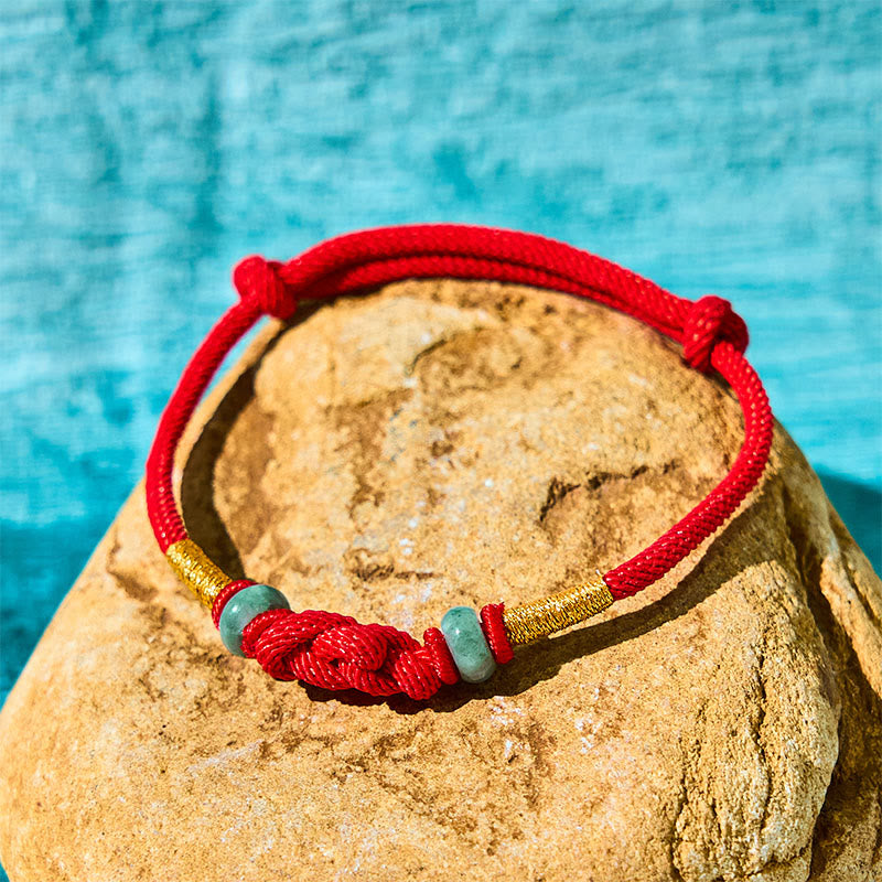 Fortune Jewel Red String Jade Luck Fortune Knot Braided Couple Bracelet