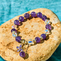 Fortune Jewel Natural Amethyst Crystal Spiritual Butterfly Charm Bracelet