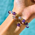 Fortune Jewel Natural Amethyst Crystal Spiritual Butterfly Charm Bracelet