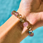 Fortune Jewel Natural Strawberry Quartz Colorful Crystal Positive Bracelet
